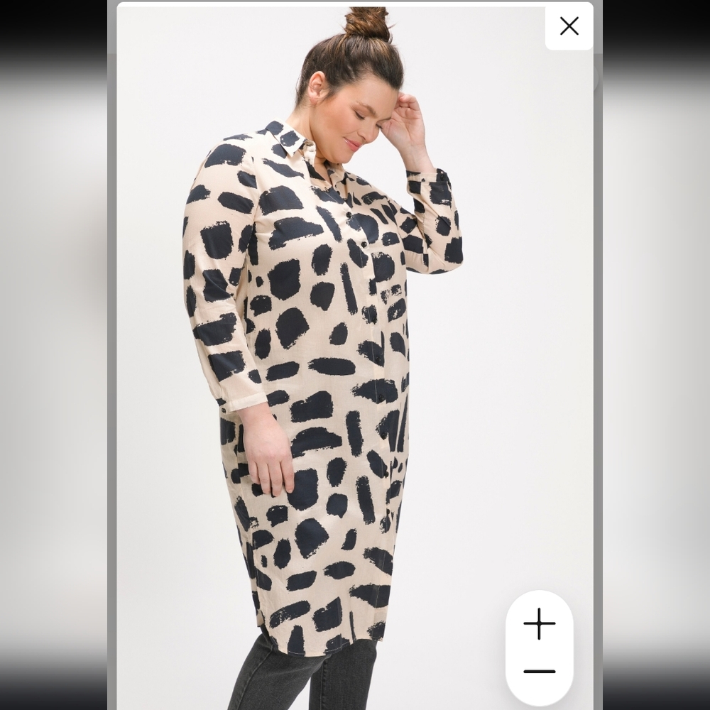 ✨️HOST PICK✨️ 100% Cotton Abstract Print Button Down Dress by Ulla Popken - Picture 14 of 15
